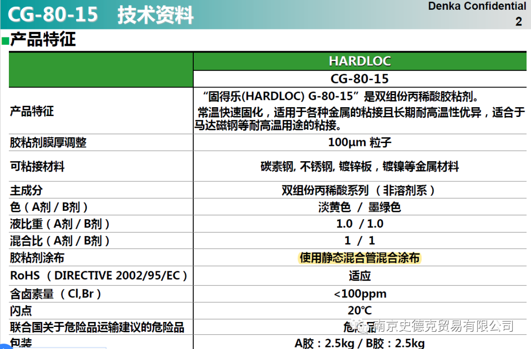 Denka HARDLOC固德乐CG-80-15双组份丙稀酸胶粘剂-南京史德克贸易有限公司
